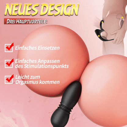 Acmejoy - 9 Thrusting & Vibrating Prostate Massager with Dual Cocking Rings Testicular Stimulator