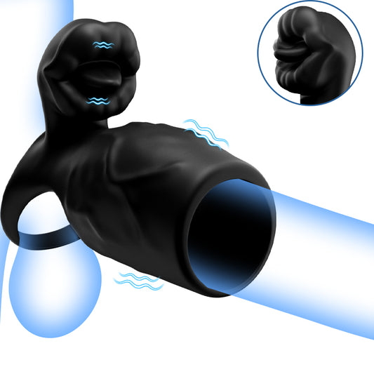 【Versand am 20. Juni】Titan - 9 Vibrationen  Simulierte Penis-Textur  Hoden- & Penis-Doppel-Schamring  Paar-Sexspielzeug
