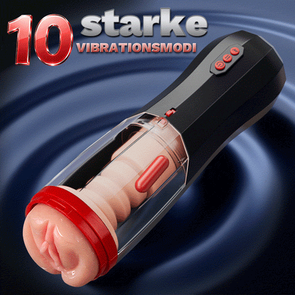 【Everted Fleshy Labia】ROKA - 5-in-1 Multifunktionaler Masturbator 5 Stoßen Saugen, 10 Vibrations und Transparenten, Abnehmba