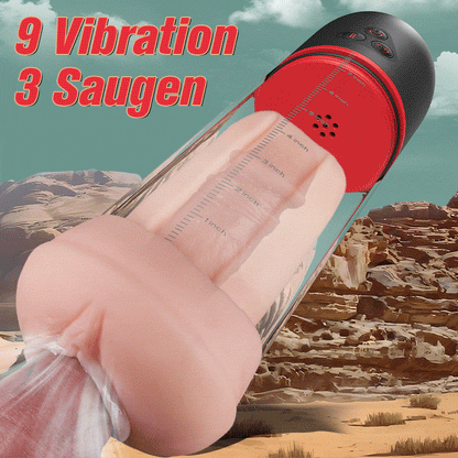Acmejoy S-HANDE Vagina-förmige Hülle 3 Saug- und 9 vibrierende Penisvergrößerungspumpen