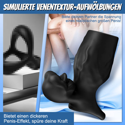 【Versand am 20. Juni】Titan - 9 Vibrationen  Simulierte Penis-Textur  Hoden- & Penis-Doppel-Schamring  Paar-Sexspielzeug