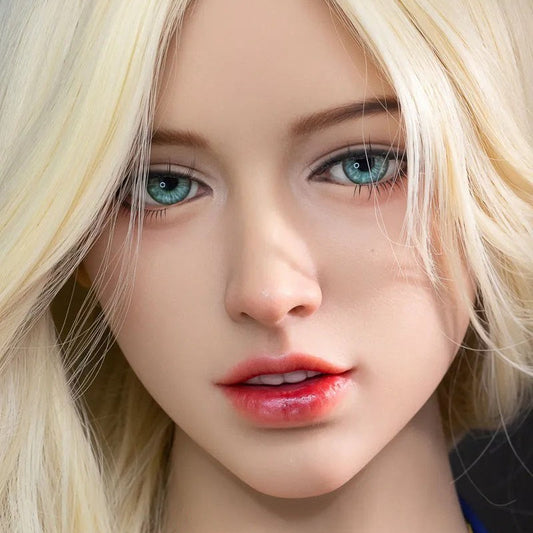Nora - Kopf einer Sexpuppe mit blonden Haaren und grünen Augen Nr. 314